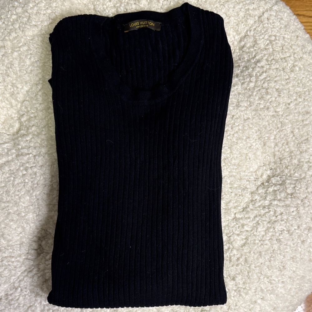 Louis Vuitton Classic Black Ribbed Knit Top Medium - Picture 4 of 5